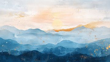 Bergen | Cream Sun Blue Mountains by Modern Collection