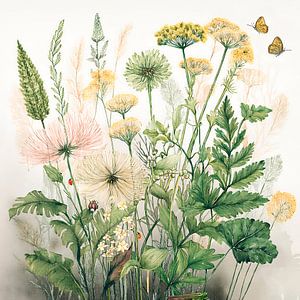 Botanische Illustration: Wildblumen auf dem Feld