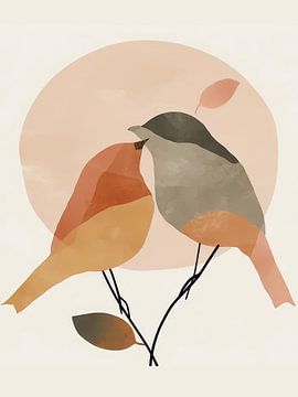 Lovebirds Canvas Print Stijl Abstract van TOAN TRAN