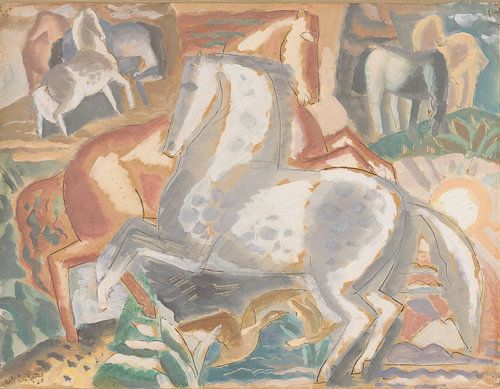 Paarden in landschap