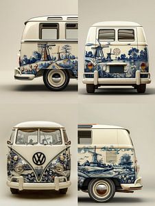 Altmodischer VW-Bus, fotografiert von 4 Seiten