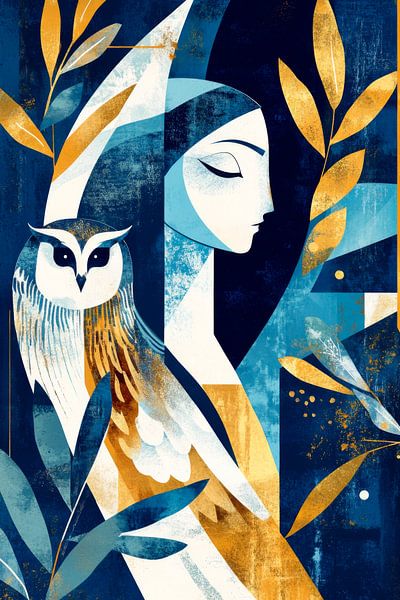 Uil en vrouw van Poster Art Shop