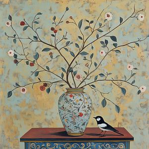 Blumenvase | Vase mit Vogel