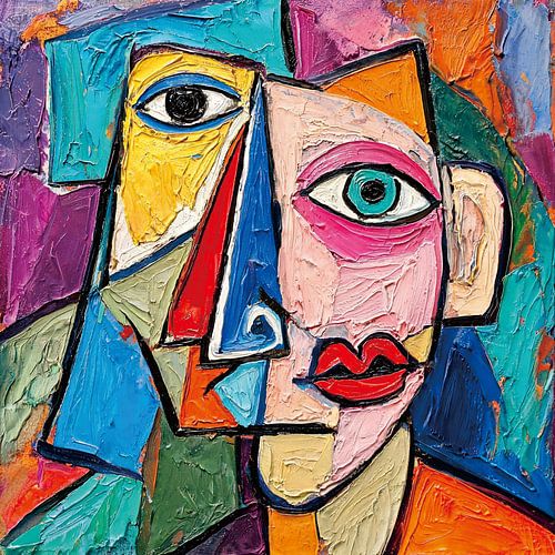 twee gezichten, abstract