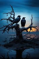 Raven op een dode boom