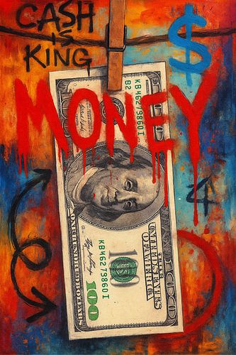 100 dollar schilderij.