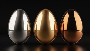 Eggs gold-silver-bronze panorama