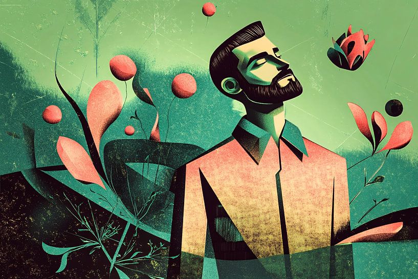 Man in abstract nature by Art & Soul Creations