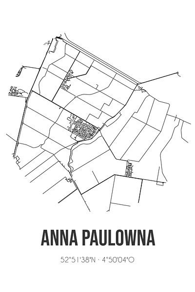 Anna Paulowna (Noord-Holland) | Map | Black and White by Prints of Place