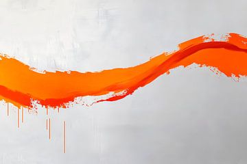 Levendige oranje lijn op wit - Abstract van Poster Art Shop