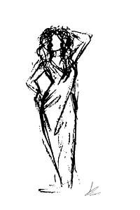 Schwarze und weiße Dame mit Kleid