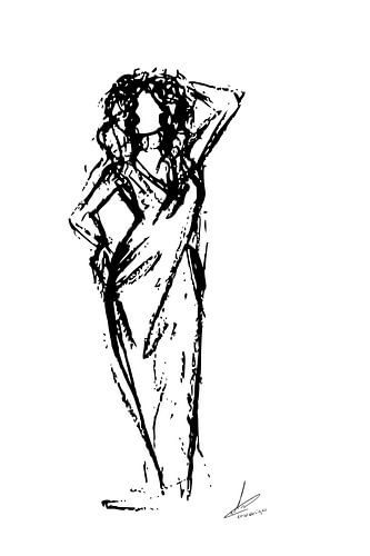 Zwart wit dame met jurk