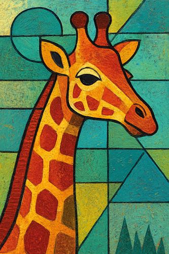 Een geometrische illustratie van een giraf.