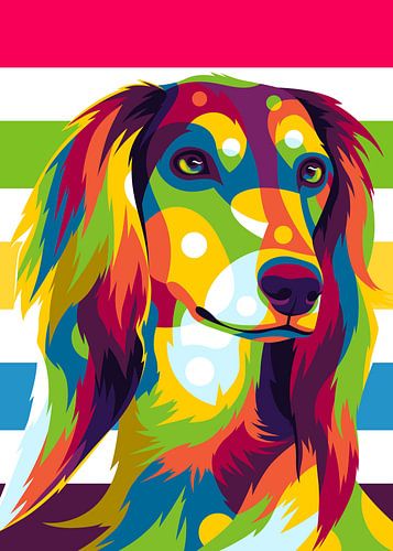 Saluki hondenportret in Pop Art stijl