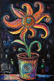Flower With Colourful Leaves by ARTEO Paintings