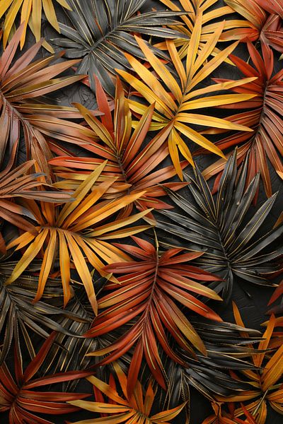 Modern Print van Herfstkleurige Palmbladeren van Art & Soul Creations