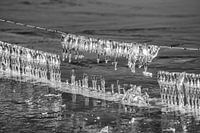 Abstract Ice forms on barbed wire