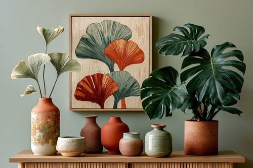 Ginkgo Quartet – Structuurkunst in Terracotta en Saliegroen