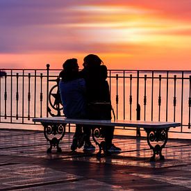 Two lovers in a colorful sunset by Gea Gaetani d'Aragona