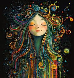 Frau Spiralen | Frau mit kreativer Frisur von Kunst Laune