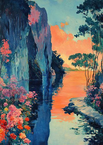 A lake in the style of Matisse