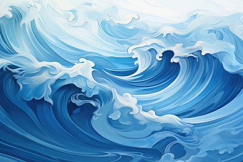 Digitally created water waves in the sea
