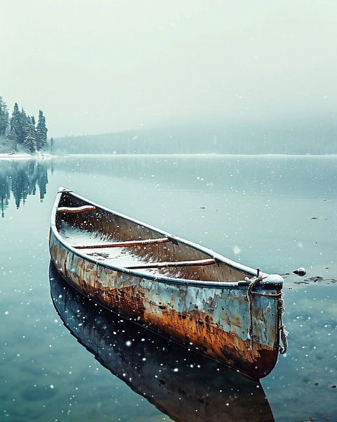 Kanu im Winter von fernlichtsicht