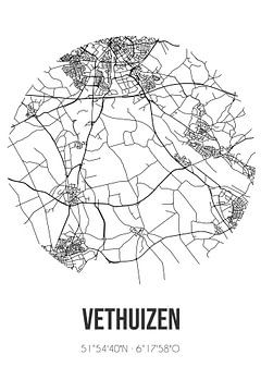 Vethuizen (Gelderland) | Landkaart | Zwart-wit van Rezona