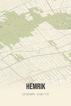 Vintage landkaart van Hemrik (Fryslan) van Rezona