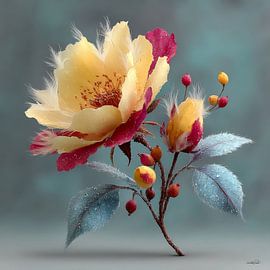 fleur jaune avec de l'eau et du glaçage sur Gelissen Artworks