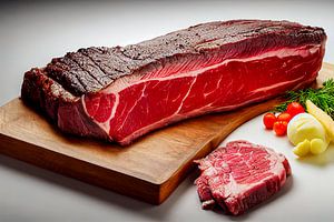 viande de bœuf crue sur une planche en bois sur Animaflora PicsStock