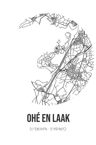 Ohé en Laak (Limburg) | Map | Black and white by Prints of Place