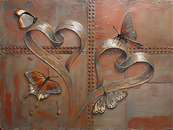 Butterflies and Hearts – Industrial Oil Painting