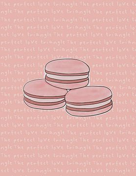 The perfect love triangle | Macaron illustratie met tekst van Romy Smit