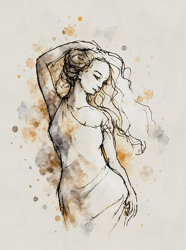 La voilà – dessin à l'aquarelle dans un style minimaliste