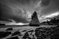 Cathedral cove (rock formation) in black and white by Michael Bollen thumbnail