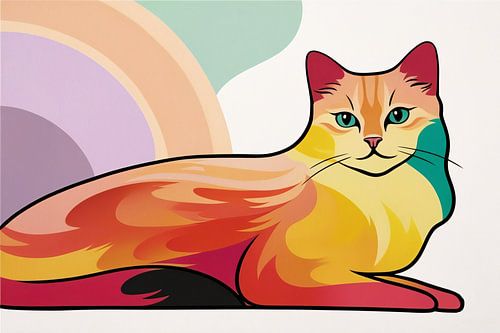 Kleurrijk katontwerp met abstracte vormen