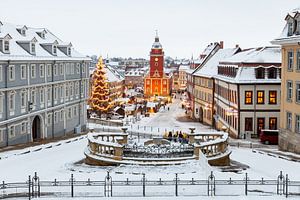 Gotha's marktplein in de winter