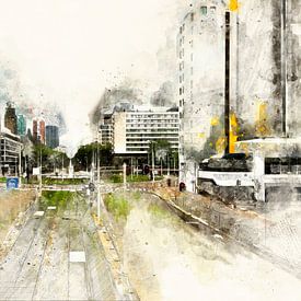 Hofplein, Rotterdam een digitaal schilderij van Arjen Roos