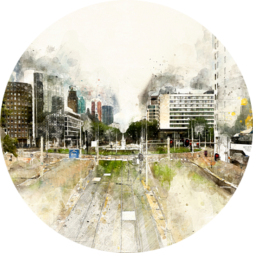 Hofplein, Rotterdam een digitaal schilderij van Arjen Roos