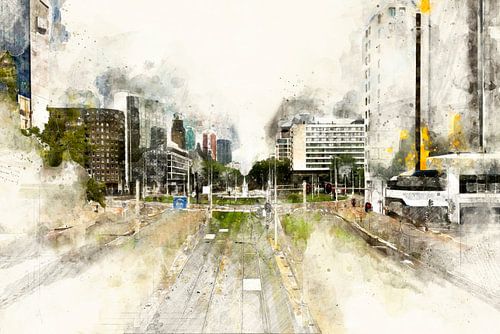 Hofplein, Rotterdam een digitaal schilderij