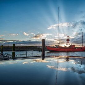 Sunset in Harlingen van Sidney Portier