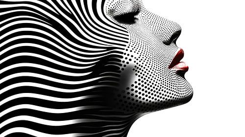 Model met rode lippenstift