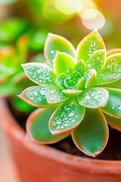 Saftige Pflanze mit Wassertropfen von Poster Art Shop