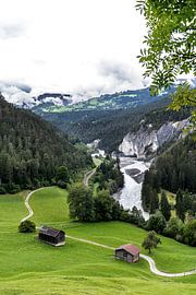 Grünes Alpental mit Flussbiegung von Daisy Renders