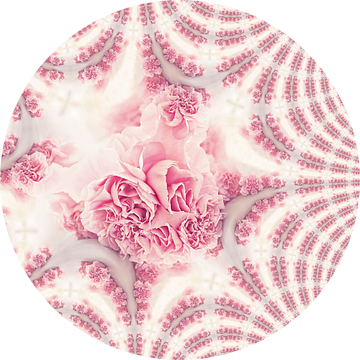Roze fractal met anjers van Sabine Wagner