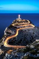 Far de Formentor lighthouse at Cap Formentor on Mallorca in the evening at night