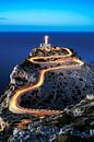 Far de Formentor lighthouse at Cap Formentor on Mallorca in the evening at night by Daniel Pahmeier thumbnail