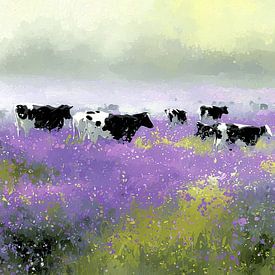Flower meadow | Cows in Lavender by Art Whims