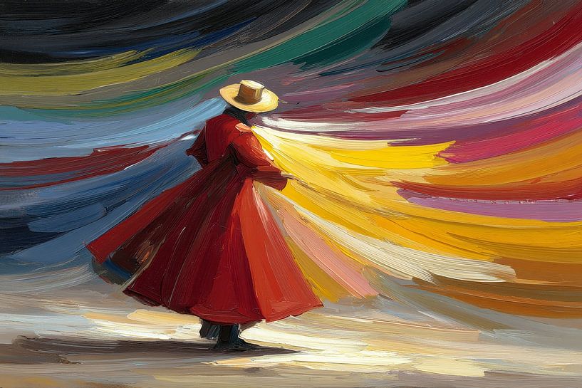 woman with flowers abstract in colour by Egon Zitter